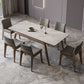 White Mid-Century Dining Table Stone Top Table with Wooden Frame Clearhalo 'Dining Tables & Seating' 'Dining Tables' 'dining_table' 'furn' 'furn_dining_table' 'Furniture' 'Kitchen & Dining Furniture' 1200x1200_43a76ad9-2edf-42f6-9289-bf2b94b6eb7a