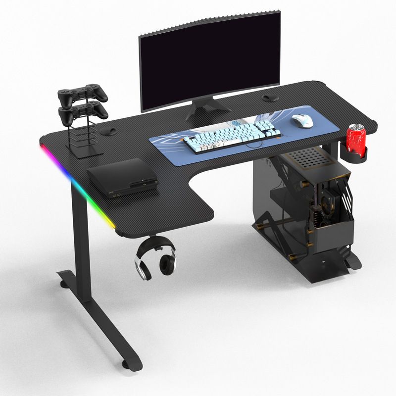 Escritorio de computadora de madera contemporánea escritorio de juegos en forma de L para casa