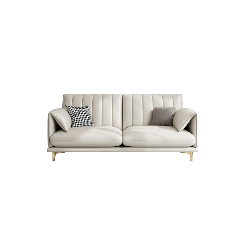 Stain-Resistant Faux Leather Sofa Cream Living Room Settee with Cushions Clearhalo 'furn' 'furn_sofas' 'Furniture' 'furniture_sofas' 'Living Room Furniture' 'Sofa' 'sofas' 1200x1200_43a98a47-e33c-4b54-b5f9-0af9f2fab616