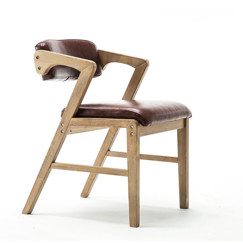 PU Leather Upholstered Dining Armchair Open Back Arm Chair with Wood Legs Clearhalo ' kitchen&dining_furn' 'Dining Chairs' 'Dining Tables & Seating' 'dining_chair' 'furn' 'furn_dining_chair' 'Furniture' 'furniture_dining_chair' 'Kitchen & Dining Furniture' 'kitchen' 1200x1200_43ac8fb0-4e79-455c-9920-fce793001ccb