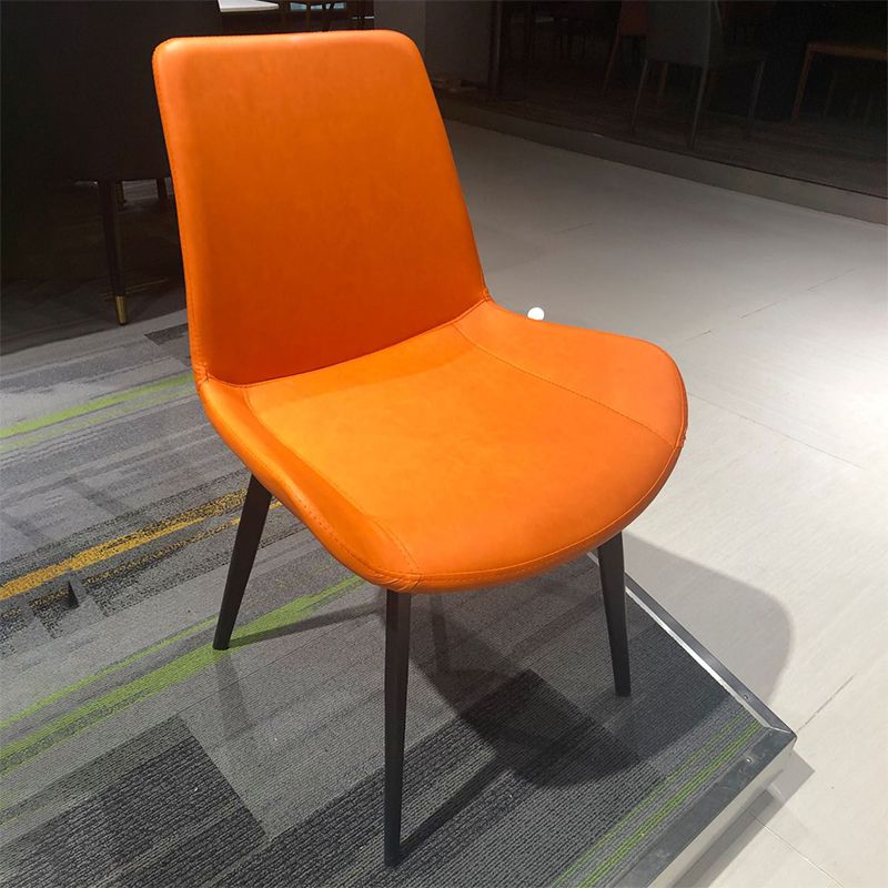 Modern Leather Side Chair Solid Back Dining Chair with Metal Base Clearhalo 'Dining Chairs' 'Dining Tables & Seating' 'dining_chair' 'furn' 'furn_dining_chair' 'Furniture' 'Kitchen & Dining Furniture' 1200x1200_43af8f32-7987-4d05-bebb-48fe40203497