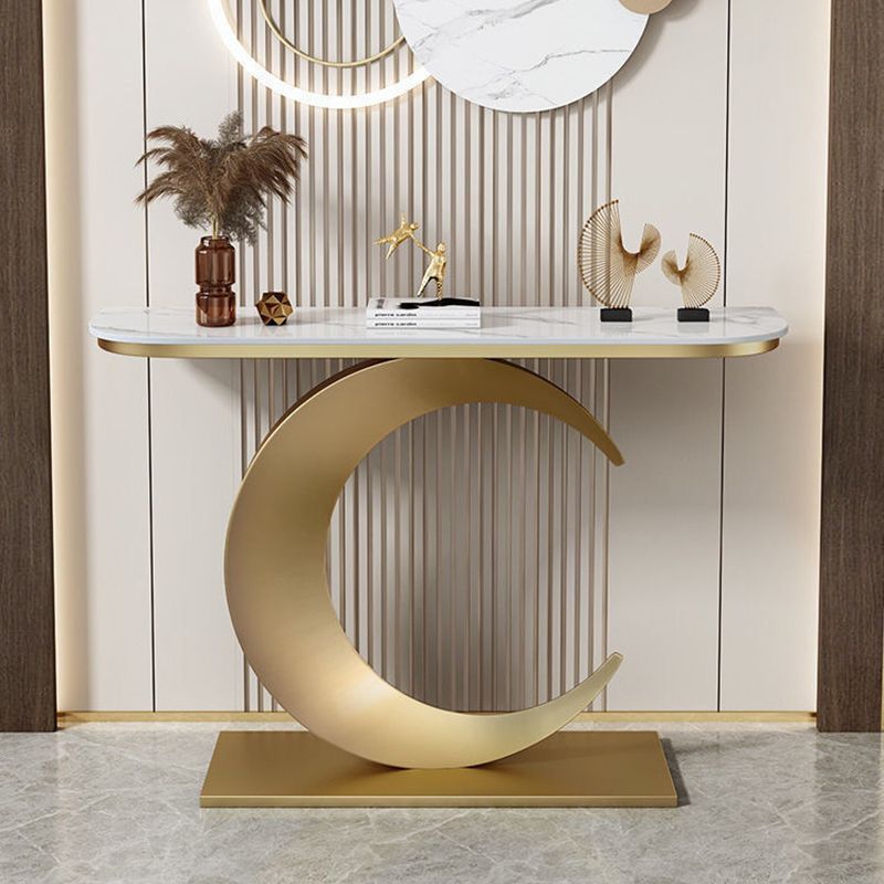 Tavolo della console di pietra contemporanea Tavolino console mezza luna per Hall