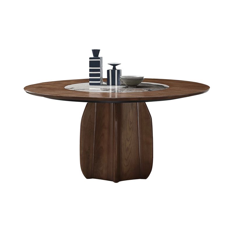 Ash Wood Round Dining Table Brown Convertible Pedestal Room Kitchen Table