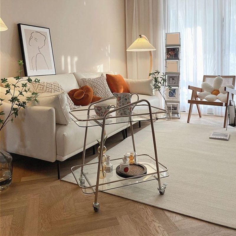 Vidrio modernista con mesa rectangular de la sala de estar de doble nivel rectangular