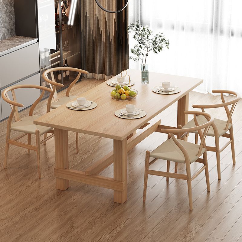 Modern Dining Set Rectangular Natural 1/4/5 Pieces Trestle Dinette Set