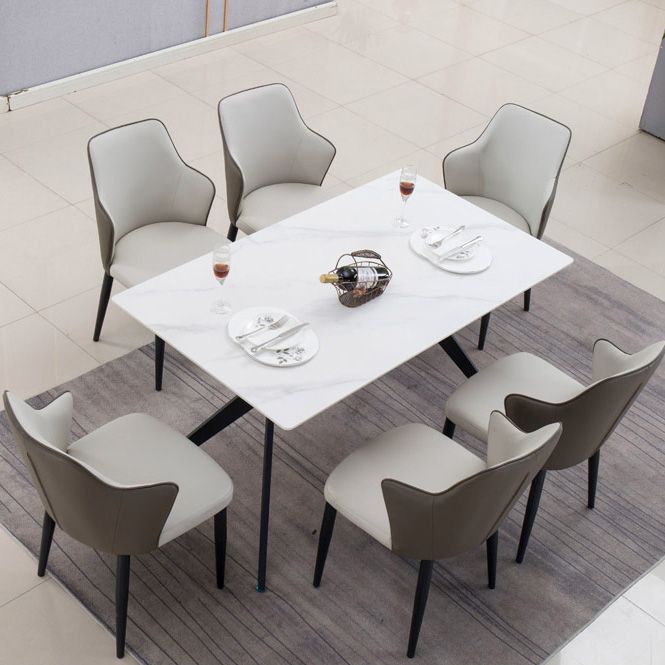 Faux Leather Dining Chairs Wingback Side Chair with Metal Legs Clearhalo 'Dining Chairs' 'Dining Tables & Seating' 'dining_chair' 'furn' 'furn_dining_chair' 'Furniture' 'Kitchen & Dining Furniture' 1200x1200_43b5d29d-b77b-40af-9c34-116c413bf3cb