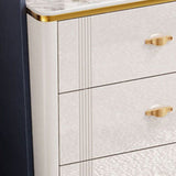 Glam Stone Storage Chest Bedroom Chest in White with Metal Legs