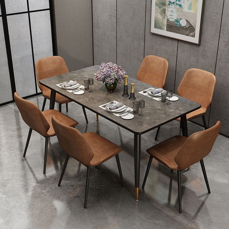 Metal Industrial Rectangle Table Sintered Stone Table for Kitchen and Dining Room Clearhalo ' dining_table' 'Dining Tables & Seating' 'Dining Tables' 'furn' 'furn_dining_table' 'Furniture' 'furniture_dining_table' 'Kitchen & Dining Furniture' 'kitchen&dining_furn' 'kitchen' 'kitchen_dining_table' 1200x1200_43b6269b-dc59-42c0-b3e7-4672c0c34191