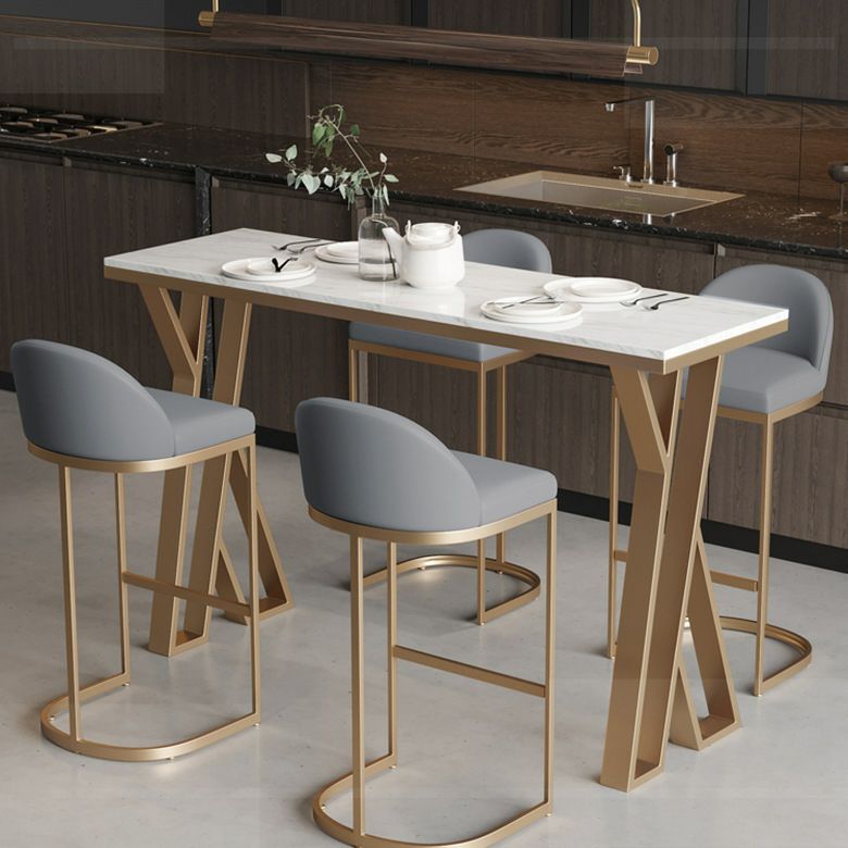 1/5 Pieces Glam Bar Table Set Rectangle Bistro Set with White Faux Marble Top Clearhalo 'Bar Furniture' 'furn' 'furn_home_bar_bar_sets' 'Furniture' 'Home Bars & Bar Sets' 'home_bar_bar_sets' 'Kitchen & Dining Furniture' 1200x1200_43b8b981-527f-487c-8932-dfecd02f6b86