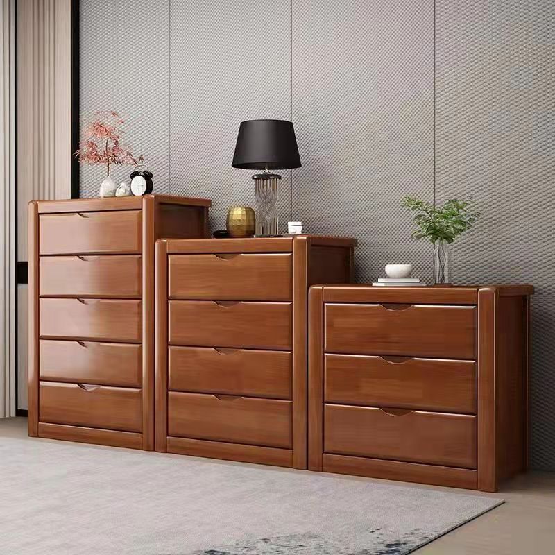 Modern 15,74 "Wide Accent Chest Brown Rubberwood -borst met laden