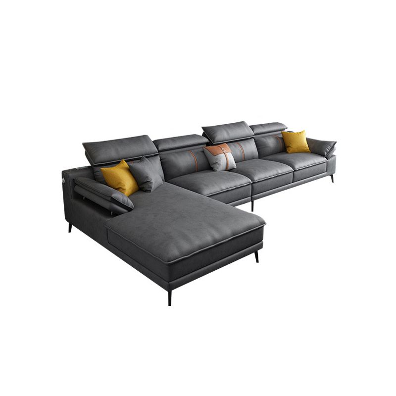Grey Modern Adjustable Sofa & Chaise Pillow Top Arm Sectional Clearhalo 'furn' 'furn_sectionals' 'Furniture' 'Living Room Furniture' 'Sectionals' 1200x1200_43bc0155-cc7d-4046-96a0-5f2b2f798a6a
