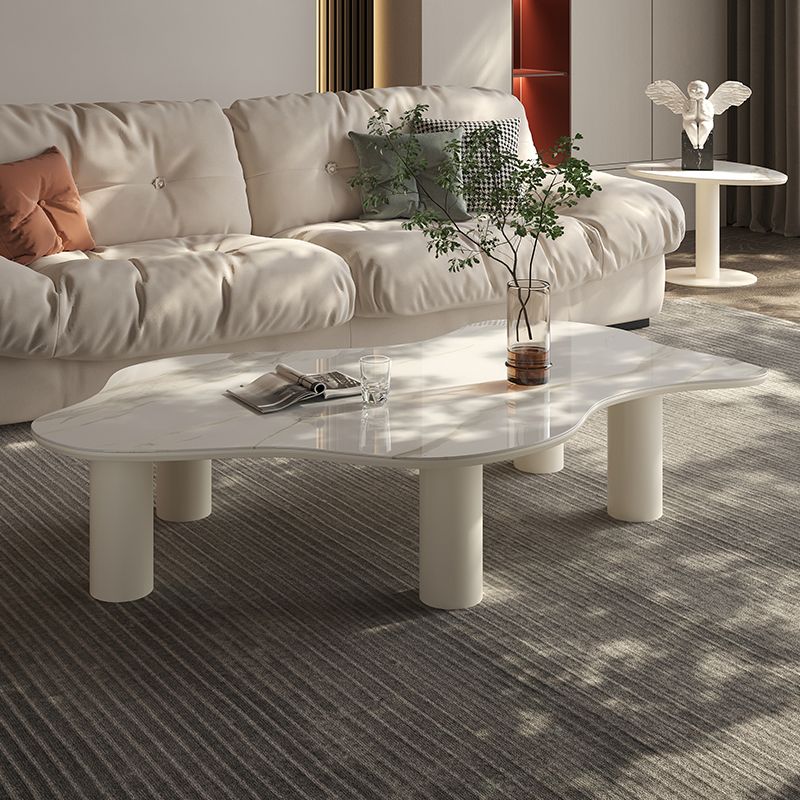 Marble White Single Coffee Table Modern Free-Form Coffee Table Clearhalo 'Coffee & Accent Tables' 'Coffee Tables' 'coffee_tables' 'furn' 'furn_coffee_tables' 'Furniture' 'Living Room Furniture' 1200x1200_43be4876-083a-4544-a33a-96d978e6958d