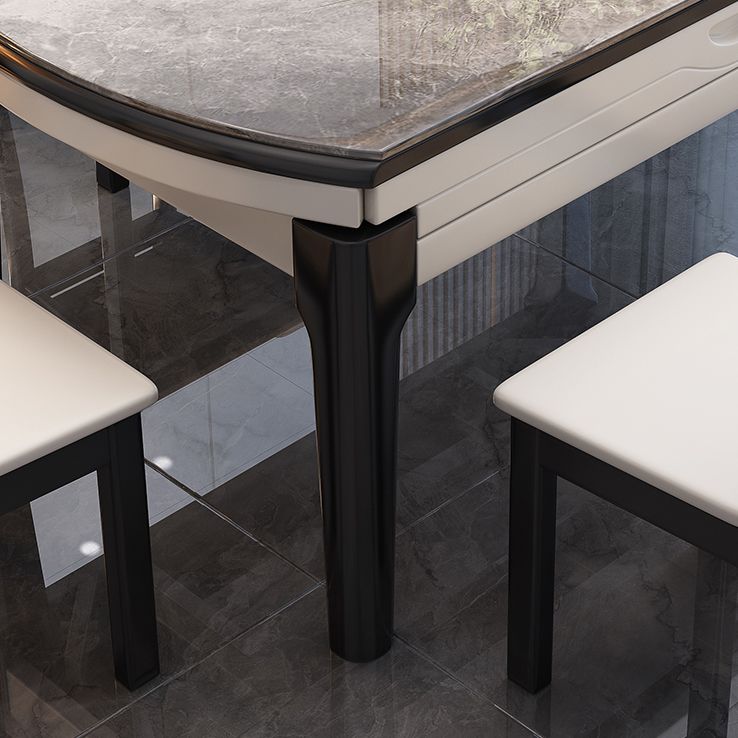 Moderne Stil Steinmöbel Set 7 Stücke runde Form Dinette Tisch mit armlosen Stuhl