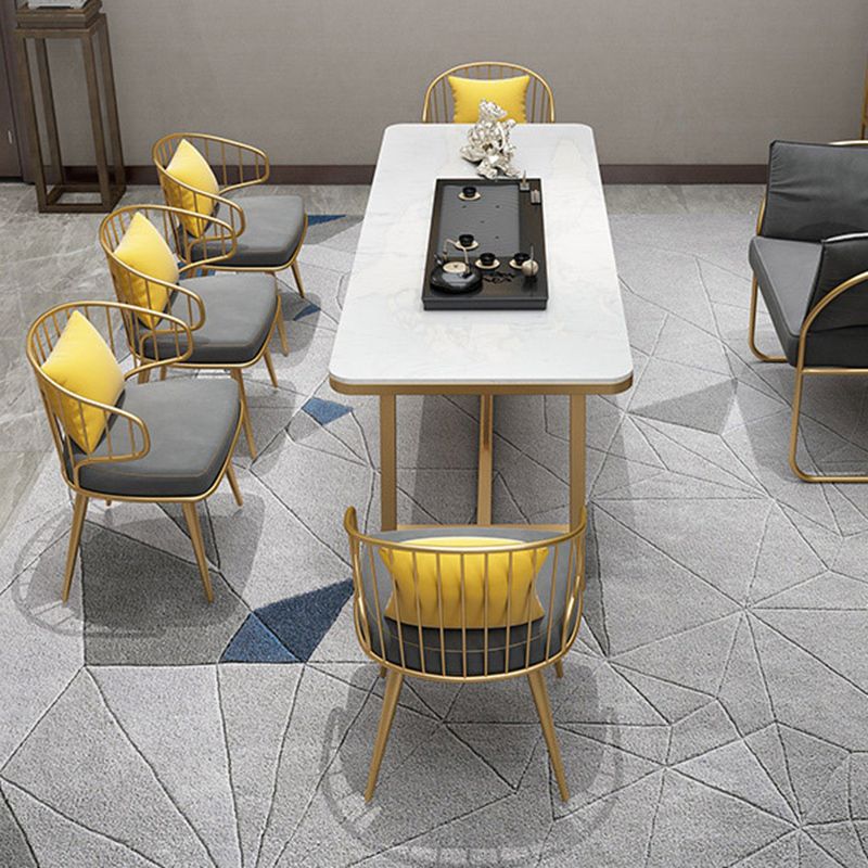 Metalen windsor achterstoelen stoffen gestoffeerde eetkamerstoelen in grijs