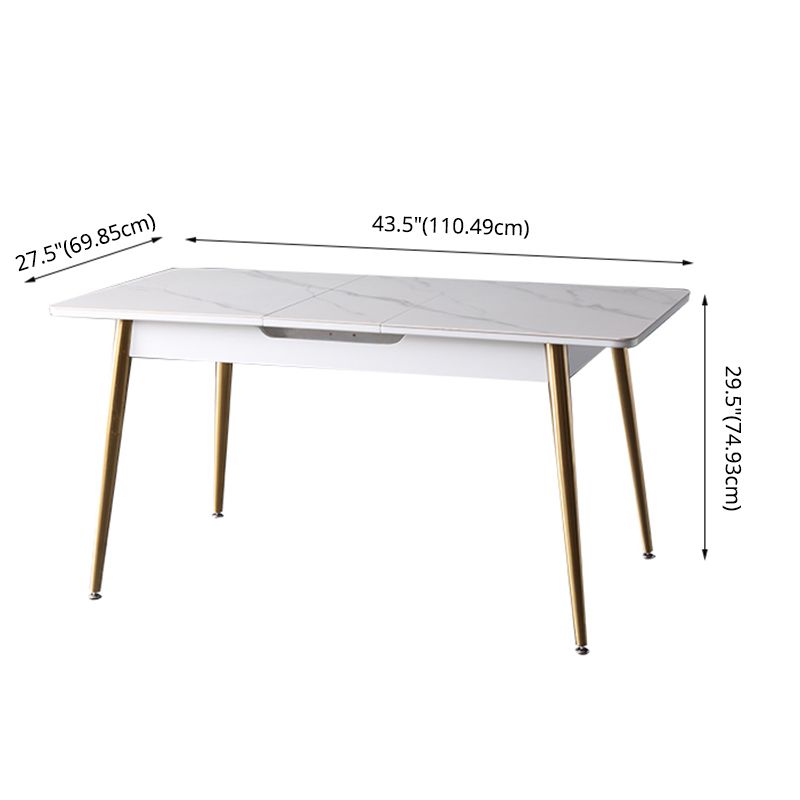 Scandinavian Style Sintered Stone Rectangle Dining Set with 4 Gold Legs Base Clearhalo 'Dining Room Sets' 'Dining Tables & Seating' 'dining_room_set' 'furn' 'furn_dining_room_set' 'Furniture' 'furniture_dining_room_set' 'Kitchen & Dining Furniture' 'kitchen&dining_furn' 'kitchen' 1200x1200_43c0f08c-8152-493f-b4ed-80f455460560