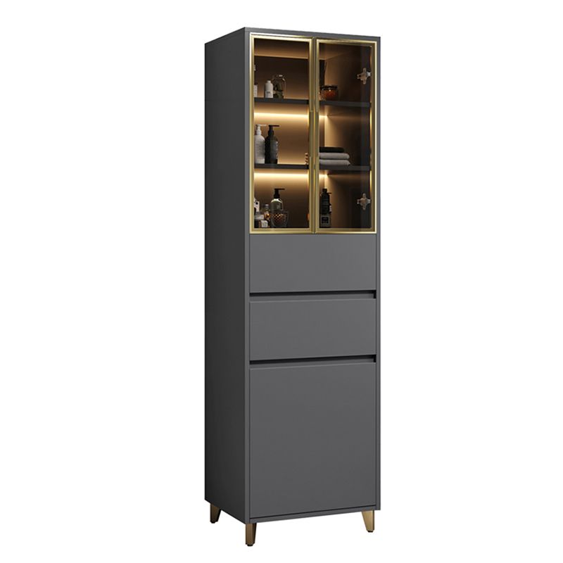 Armadietto per esposizioni in vetro contemporaneo con base in legno per bagno