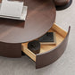 Round Coffee Table Modern Pedestal Nesting Coffee Table Set with 2 Drawers