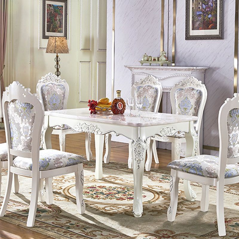 Rectangle Victorian Style Dining Table Fixed Table with Stone Clearhalo 'Dining Tables & Seating' 'Dining Tables' 'dining_table' 'furn' 'furn_dining_table' 'Furniture' 'Kitchen & Dining Furniture' 1200x1200_43c1f814-d1bc-4bf3-8cec-c3e2253aba74