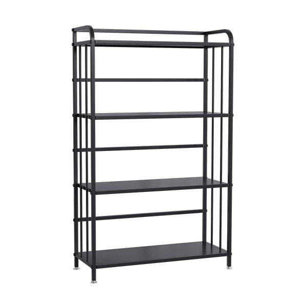 Contemporary Metal Bookshelf Black Etagere Shelf Bookcase for Study Room
