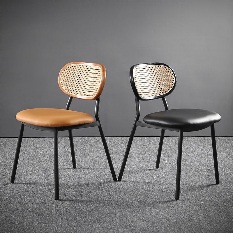 Glam Style PU Leather Chair Cane Back Armless Dining Chair for Indoor Clearhalo 'Dining Chairs' 'Dining Tables & Seating' 'dining_chair' 'furn' 'furn_dining_chair' 'Furniture' 'furniture_dining_chair' 'Kitchen & Dining Furniture' 1200x1200_43c2a539-6028-47a9-a25e-75963f45702d