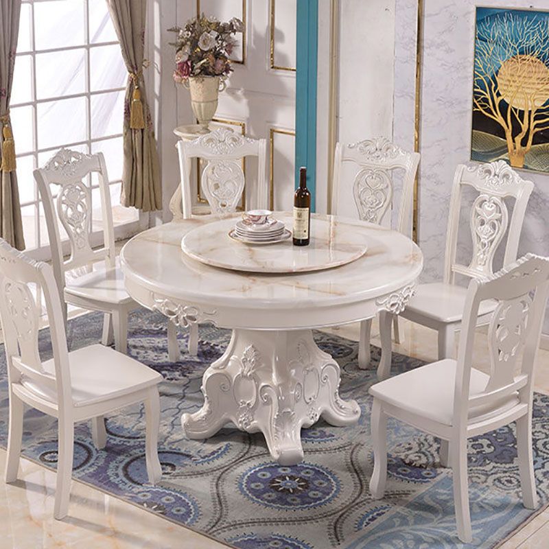 Stone Top Dining Table Round Table with Pedestal Base in White Clearhalo 'Dining Tables & Seating' 'Dining Tables' 'dining_table' 'furn' 'furn_dining_table' 'Furniture' 'Kitchen & Dining Furniture' 1200x1200_43c41086-bb8a-43e0-a975-2f5fa9c5549d