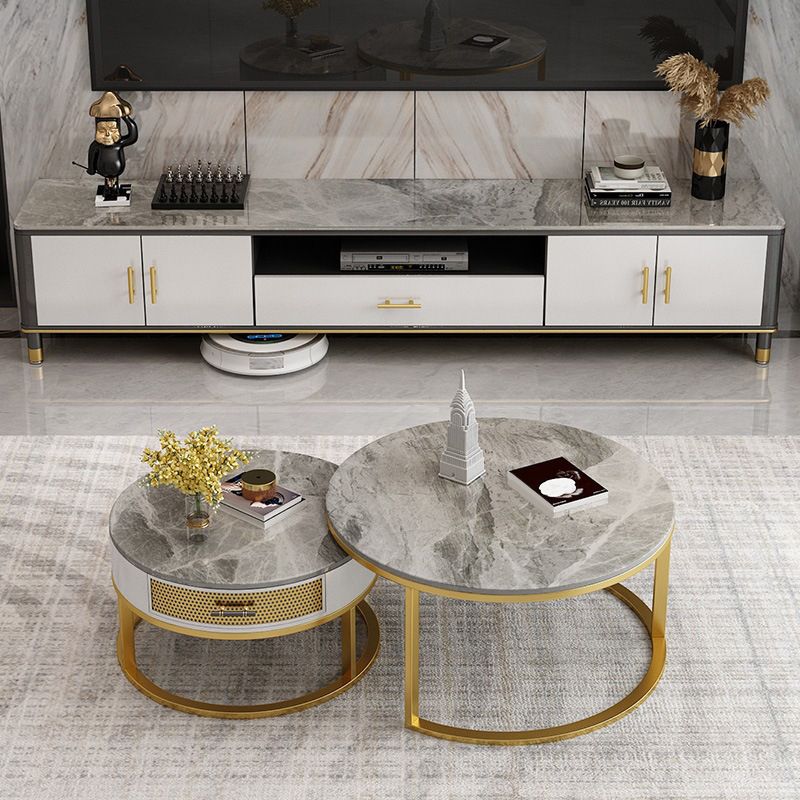 Modern TV Media Stand 16" W Open Shelving TV Stand Console with Cabinet