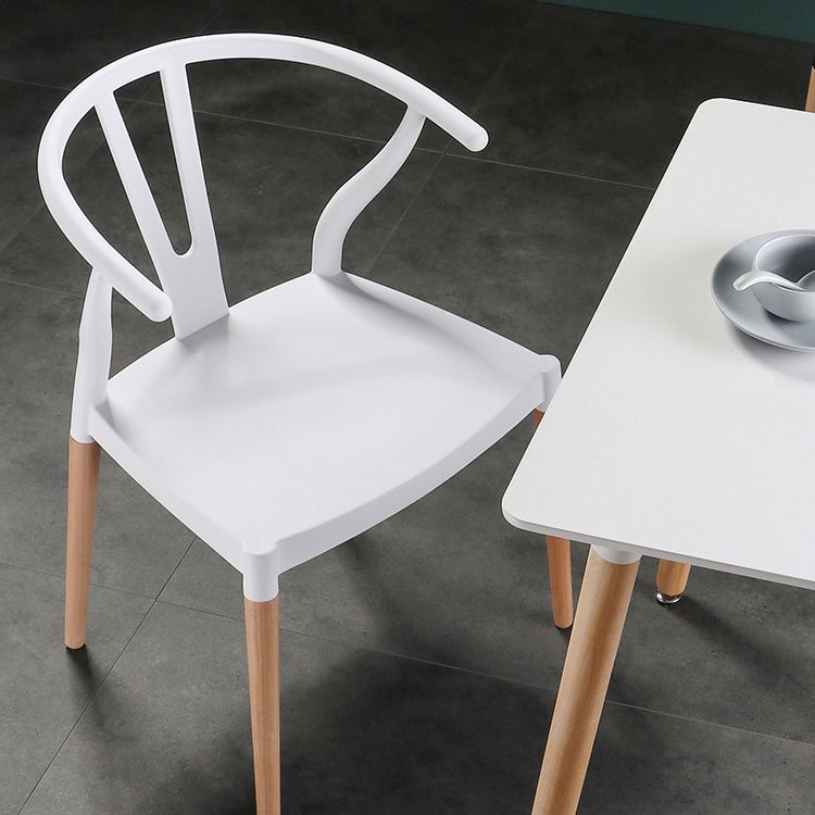 Modern Beech Wishbone Arm Chair Matte Finish Plastic Dining Chair Clearhalo ' kitchen&dining_furn' 'Dining Chairs' 'Dining Tables & Seating' 'dining_chair' 'Furniture' 'furniture_dining_chair' 'Kitchen & Dining Furniture' 'kitchen' 1200x1200_43c4dd60-968a-4c28-9461-bc086d54138e