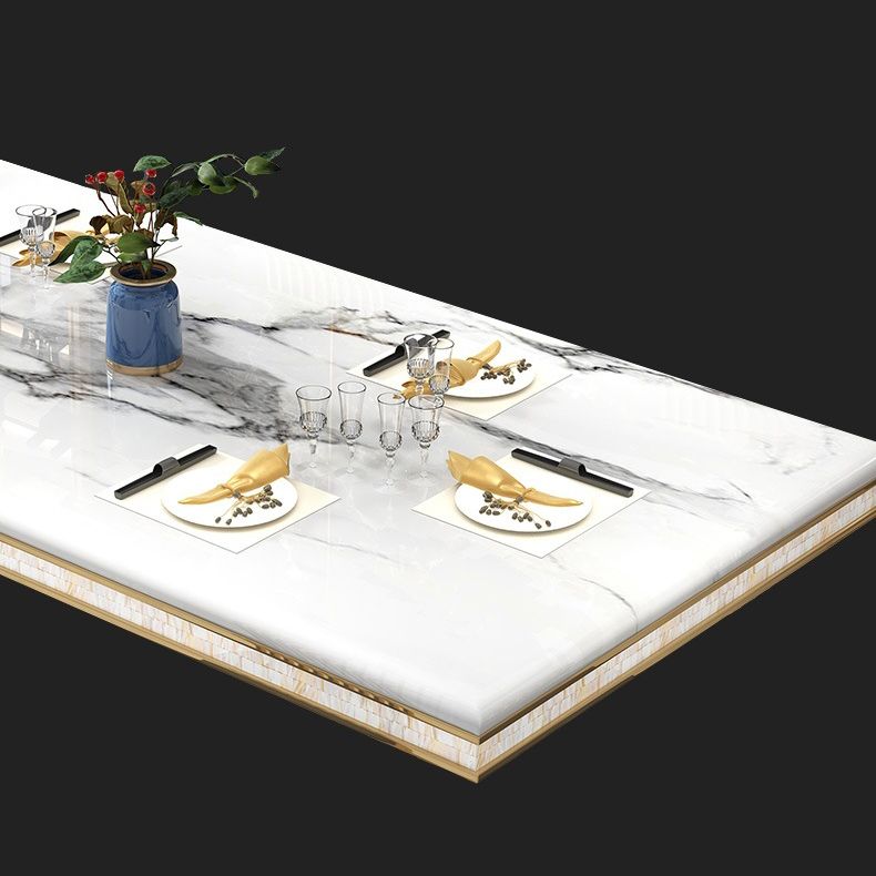 Glam Faux Marble Dining Table Dining Rectangle Table with Metal Legs for Home Clearhalo 'Dining Tables & Seating' 'Dining Tables' 'dining_table' 'furn' 'furn_dining_table' 'Furniture' 'Kitchen & Dining Furniture' 1200x1200_43c51c9d-0ae7-43c0-b8b6-45ea6070c9af