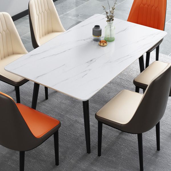 Dining Room Contemporary Sintered Stone Dining Table Rectangular Table with Metallic Base Clearhalo ' dining_table' 'Dining Tables & Seating' 'Dining Tables' 'furn' 'furn_dining_table' 'Furniture' 'furniture_dining_table' 'Kitchen & Dining Furniture' 'kitchen&dining_furn' 'kitchen' 'kitchen_dining_table' 1200x1200_43c5bba0-f7af-4b88-9d76-8acb82aca9cb