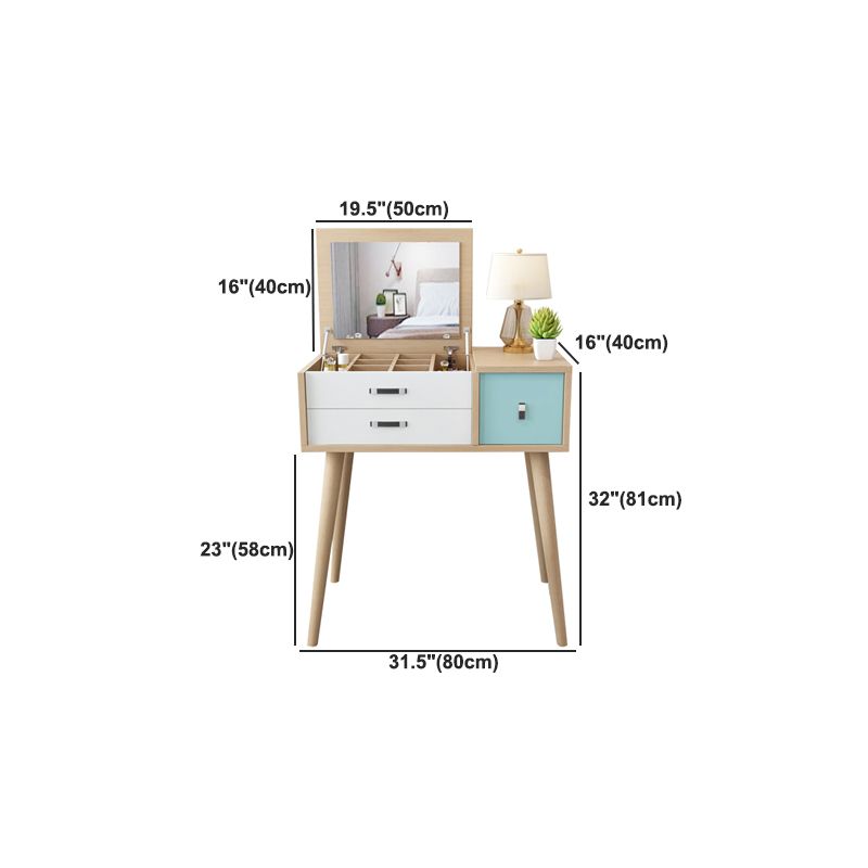 Holzflip-Top-Waschtisch-Set moderner natürlicher Waschtisch mit Schubladen