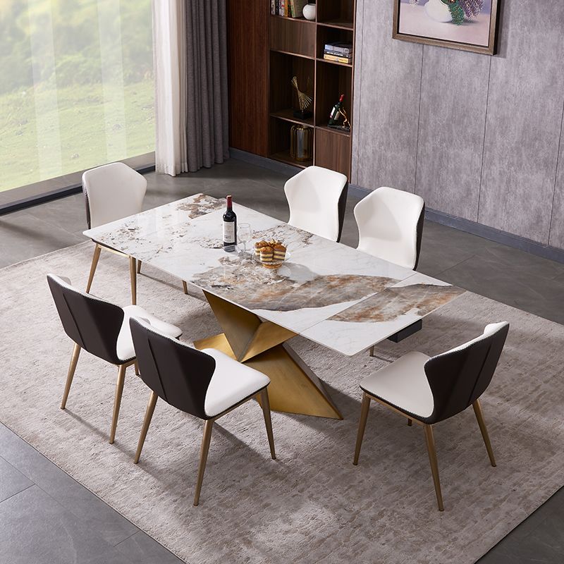 Nordic Glam Style 1/4/5/7 Pieces Dining Sintered Stone Dining Table Set for Kitchen Clearhalo 'Dining Room Sets' 'Dining Tables & Seating' 'dining_room_set' 'furn' 'furn_dining_room_set' 'Furniture' 'furniture_dining_room_set' 'Kitchen & Dining Furniture' 'kitchen&dining_furn' 'kitchen' 1200x1200_43c8bb45-2eae-4ad3-8b8f-ec17faabd873