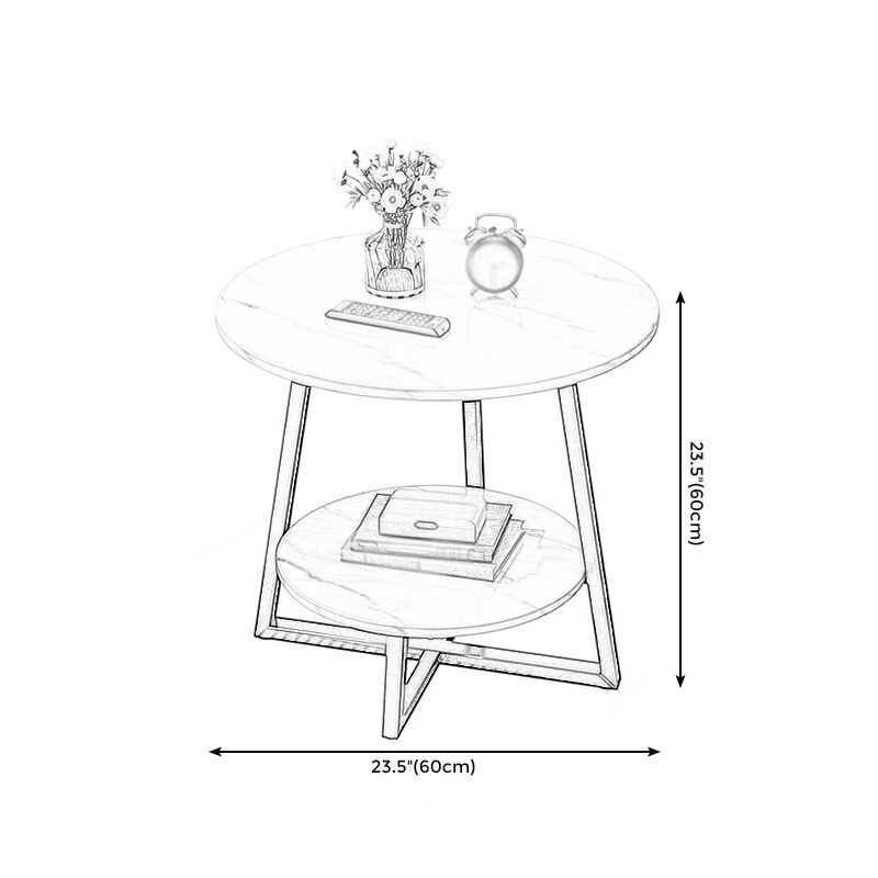 Cross Legs Base Design Cocktail Table Artificial wood Black/white Top Round Coffee Table