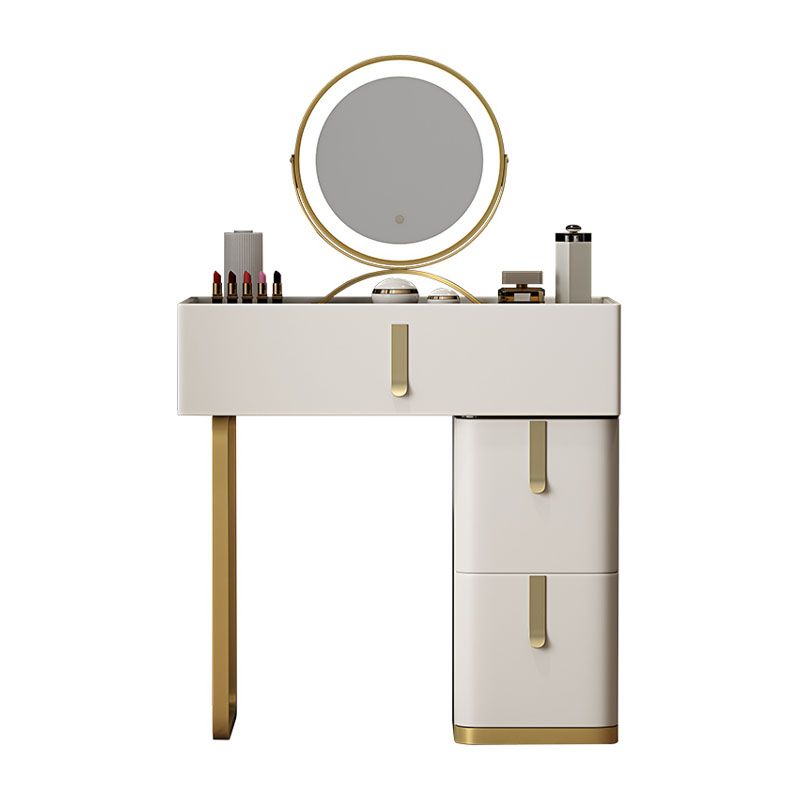 Glam Glass Top Vanity Dressing Table Set 3-Drawer Make-up Vanity Clearhalo 'Bedroom Furniture' 'furn' 'furn_makeup_vanities' 'Furniture' 'Makeup Vanities' 'makeup_vanities' 1200x1200_43ca63a5-cefe-4ae8-abba-4a4f7fee7180