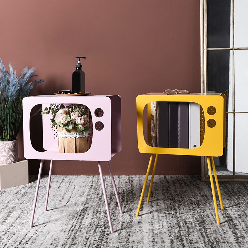 Medieval Modern Style Rectangular Metal Table Can Store 4 Legs Side Table