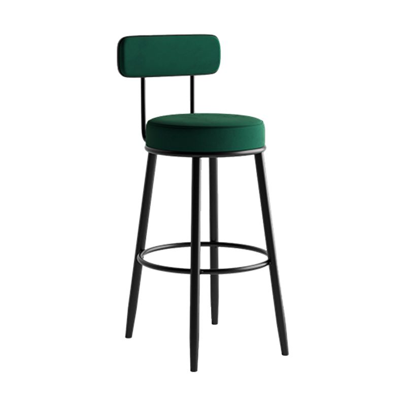 Industrial Backrest Counter Stool Iron Cafe Bar Stool with Pedal and Velvet Cushion Clearhalo 'Bar Furniture' 'Bar Stools' 'bar_stools' 'furn' 'furn_bar_stools' 'Furniture' 'furniture_bar_stools' 'Kitchen & Dining Furniture' 1200x1200_43cca27a-f8f1-409b-a1be-db03ce53618f