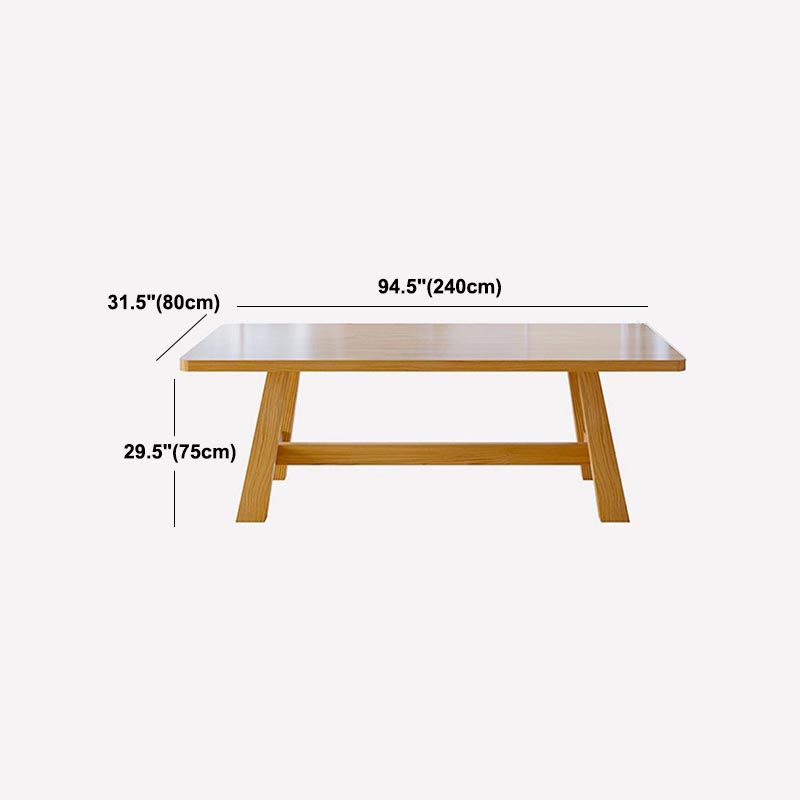 Modern Pine Trestle Dining Table Wood Rectangle Table in Natural Clearhalo 'Dining Tables & Seating' 'Dining Tables' 'dining_table' 'furn' 'furn_dining_table' 'Furniture' 'Kitchen & Dining Furniture' 1200x1200_43cef46f-1a12-4ca2-9614-c442ce4095ae