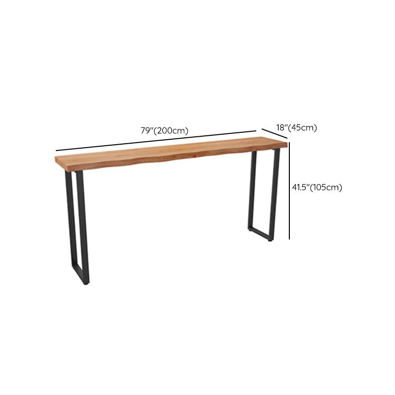 Mesa de comedor industrial con barra de pedestal doble, mesa de bar superior de madera maciza