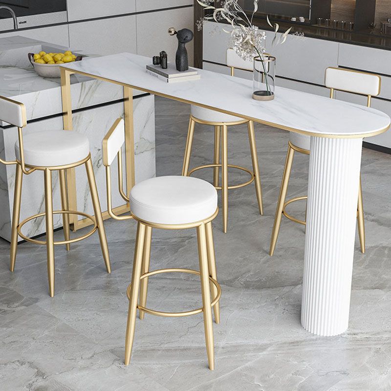 Glam Stone Pub Bar Table Indoor Iron Double Pedestal Bar Dining Table, Only Table Clearhalo 'Bar Furniture' 'Bar Tables' 'bar_tables' 'furn' 'furn_bar_tables' 'Furniture' 'furniture_bar_tables' 'Kitchen & Dining Furniture' 'kitchen&dining_furn' 'kitchen' 1200x1200_43d0037d-d027-4ab4-9c57-ad1f462925da