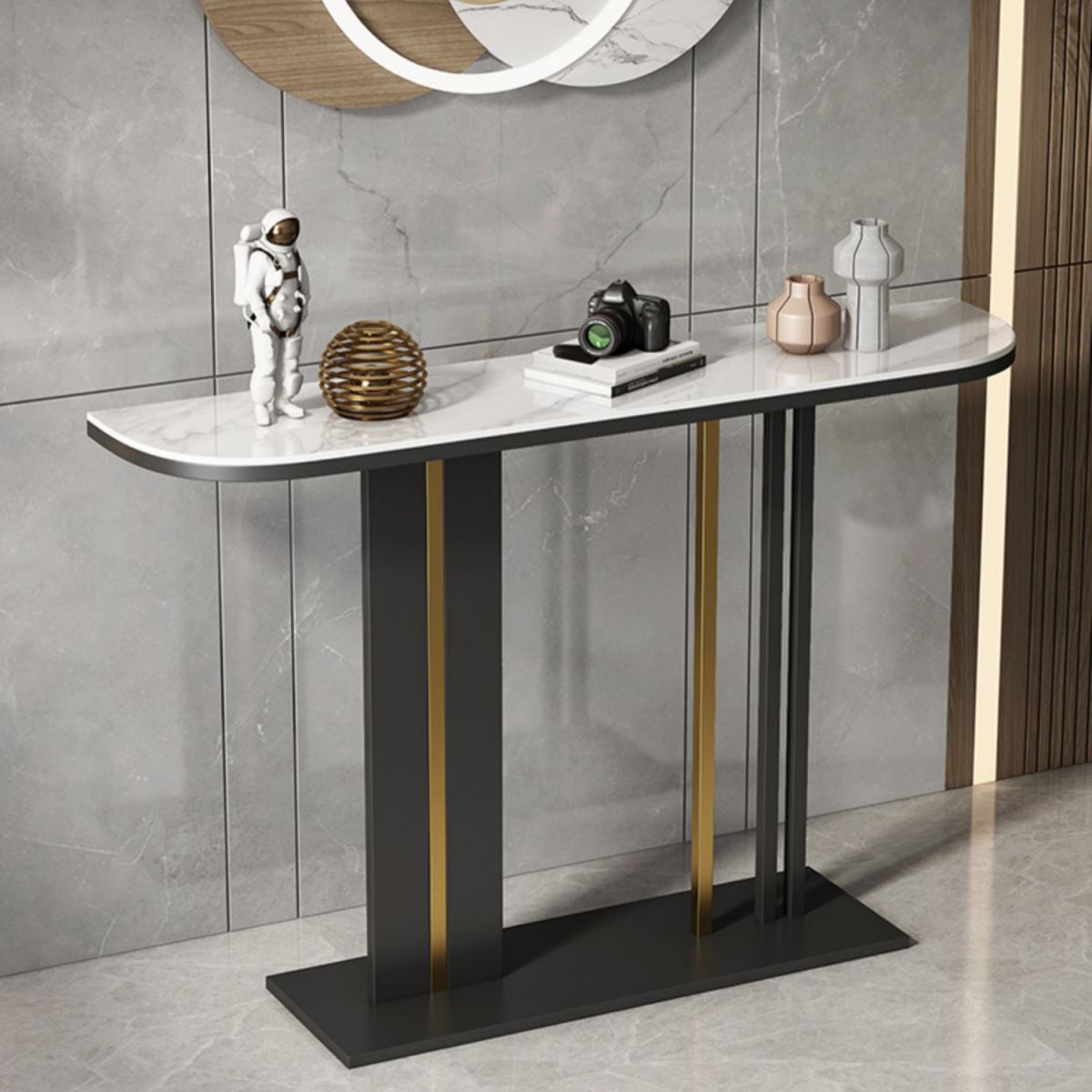 31.49" High Stone Console Table Iron Frame Scratch Resistan Accent Table Clearhalo 'Console Tables' 'console_tables' 'Entry & Mudroom Furniture' 'furn' 'furn_console_tables' 'Furniture' 1200x1200_43d0c4a9-76db-40b7-abd5-4c9e306013aa