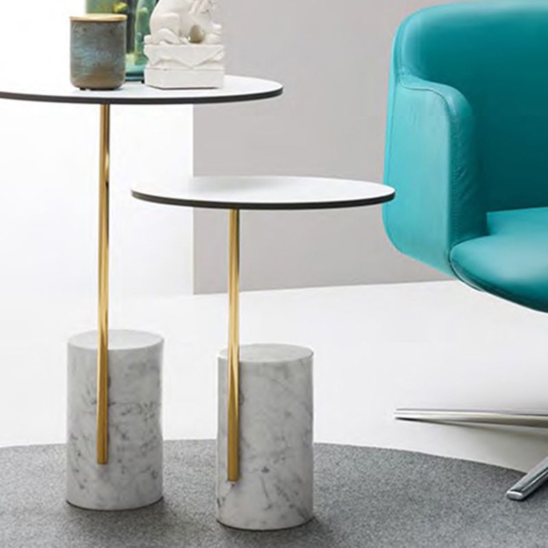 Contemporary Pedestal End Table Round Glass Top Side End Table