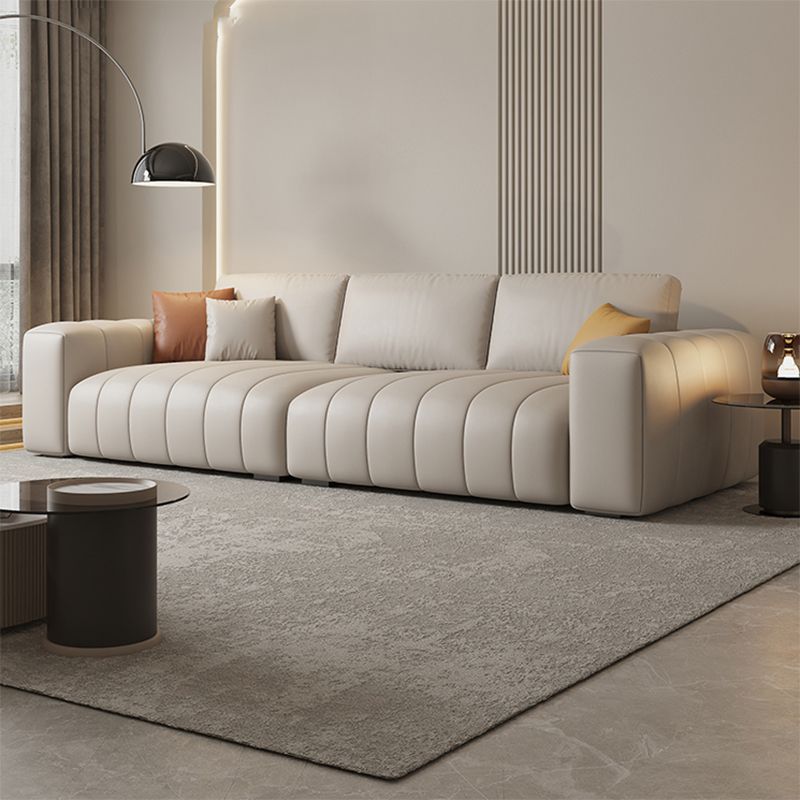 Zeitgenössischer echtes Leder weiße Kissen Quadrat Arm Sästee