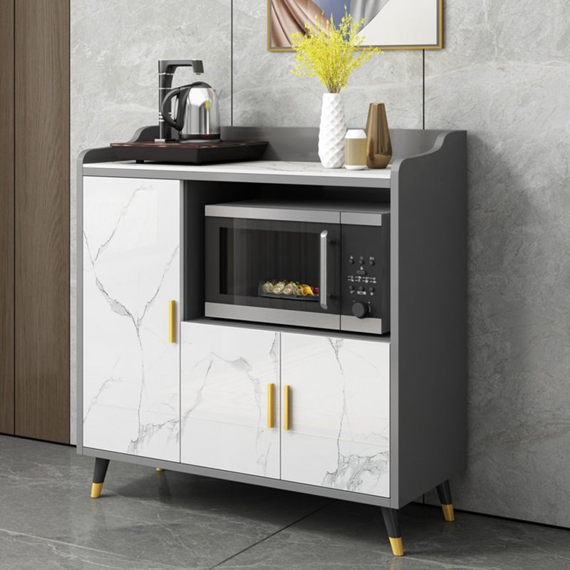 Serveur de cuisine de style moderne serveur en bois d'ingénierie avec rangement ouvert