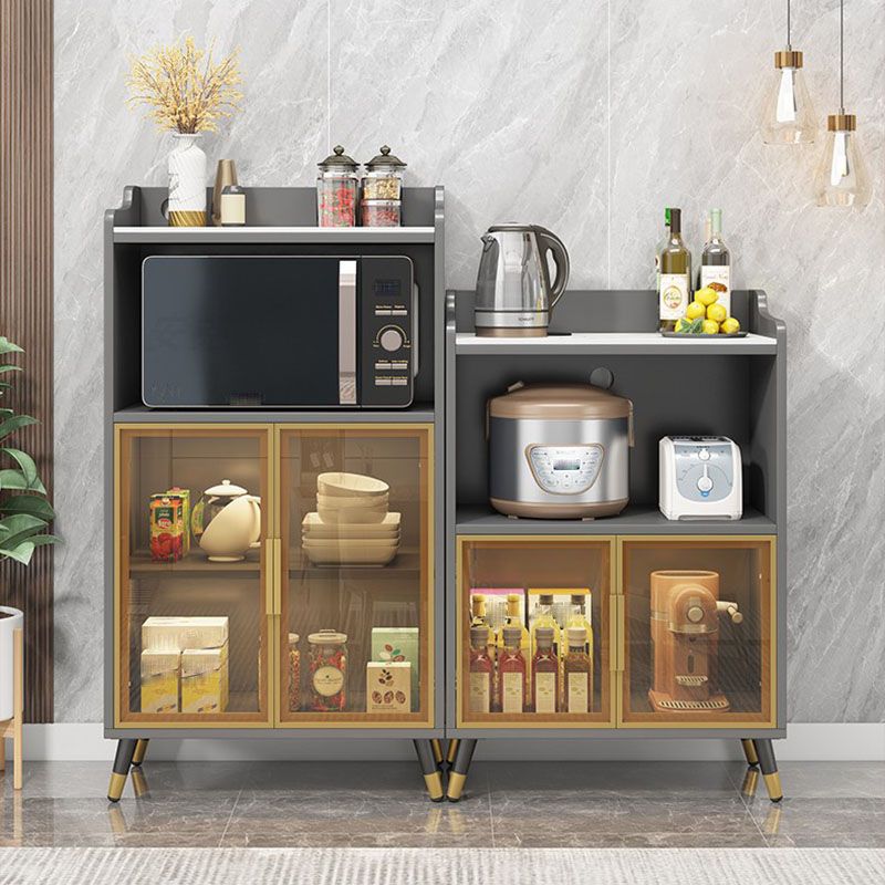 Server da pranzo in pietra glam Sideboard interno grigio con porte di vetro