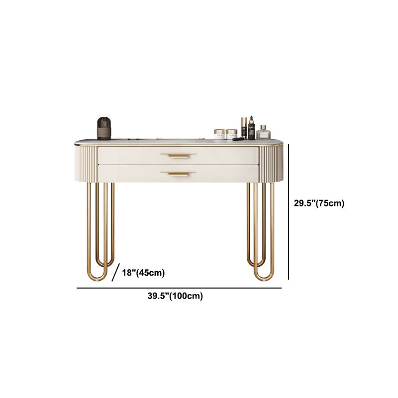 ベージュバニティメタルとエンジニアリングウッドメイクアップドレッシングテーブルスツールセット