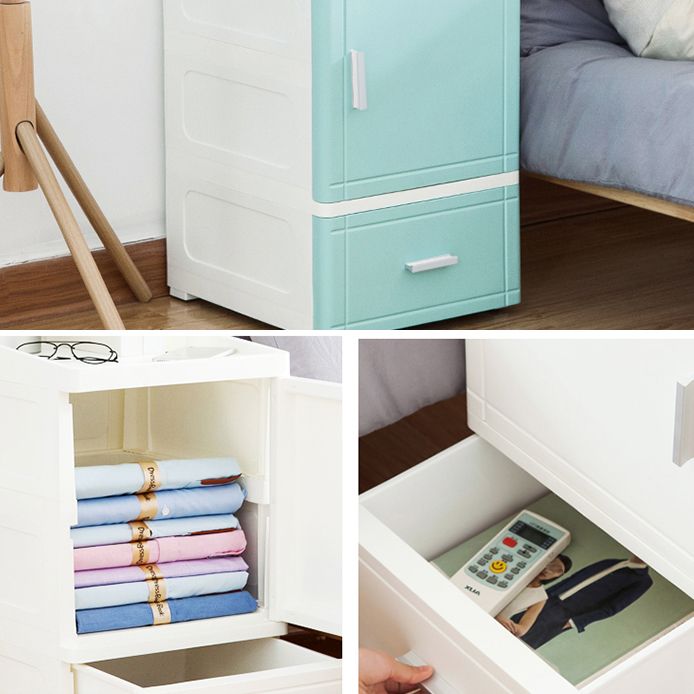 37.4" H 2/3-Drawer Nightstand 1-Door Plastic Night Table in White/Green/Grey Clearhalo 'Bedroom Furniture' 'furn' 'furn_night_stand' 'Furniture' 'night_stand' 'Nightstands' 1200x1200_43d74dfc-11a9-45c9-b69b-e06d2bee8899