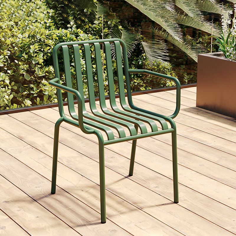 Contemporary Metal Patio Dining Side Chair Slat Back Side Chair Clearhalo 'Dining Chairs' 'Dining Tables & Seating' 'dining_chair' 'furn' 'furn_dining_chair' 'Furniture' 'furniture_dining_chair' 'Kitchen & Dining Furniture' 1200x1200_43da8b1c-0d7e-44bb-b7bb-44a2174d564b
