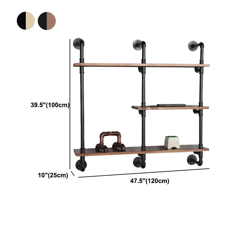 Industrial Wall Mounted Bookshelf with Black Iron Frame Pine Wood Shelf Clearhalo 'Bookcases' 'furn' 'furn_bookcases' 'Furniture' 'furniture_bookcases' 'kitchen' 'kitchen_bookcases' 'Living Room Furniture' 'Office Furniture' 1200x1200_43dde7ce-8df7-4ab9-8b71-a32d83d1a025