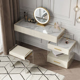 Modernism Acrylic Dressing Table Stone/Glass Top Makeup Vanity