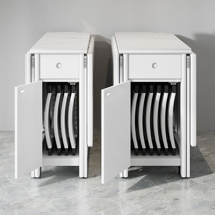 Contemporary Style Sintered Stone Dining Table with White Removable Leaf and Trestle Base Clearhalo 'Dining Room Sets' 'Dining Tables & Seating' 'dining_room_set' 'furn' 'furn_dining_room_set' 'Furniture' 'furniture_dining_room_set' 'Kitchen & Dining Furniture' 'kitchen&dining_furn' 'kitchen' 1200x1200_43e2b966-00f8-4310-b066-a3dd356d5bd2