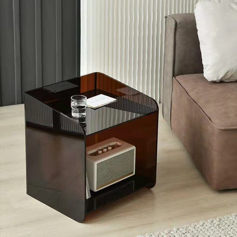 Plastic Rectangular Side End Table 15.74" Wide Sled Sofa Side Accent Table